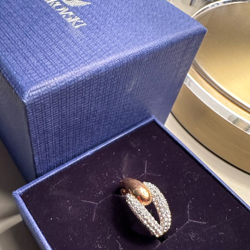 SWAROVSKI STAINLESS STEEL ROSE GOLD RING NWT